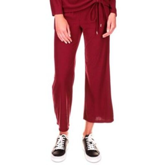 Michael Kors Ribbed Kick-Flare Pants In Dark Ruby - M - Picture 1 of 3
